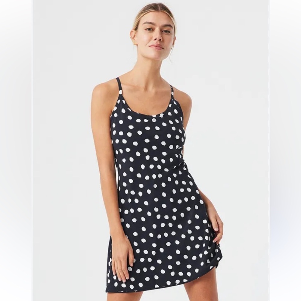 Outdoor Voices Black and White Polka Dot Mini Dress